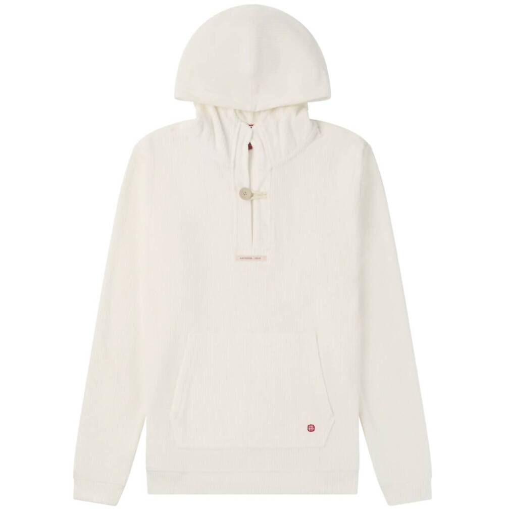 NEW AMUNDSEN women's comfy cord hood long sleeve hoodie in white